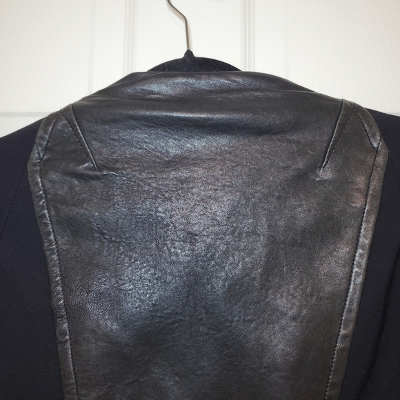 TED BAKER Black Leather Blend Moto Zip Collar Women Motocycle Jacket Sz 4 - Picture 8 of 16